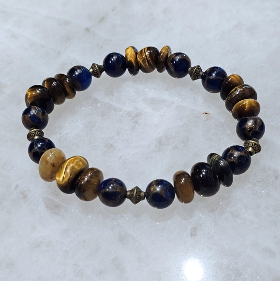 Terra Moda - Set of Gemstone, Tigers Eye and Amethyst, Size Large (male 9.5") - Picture 2 of 7